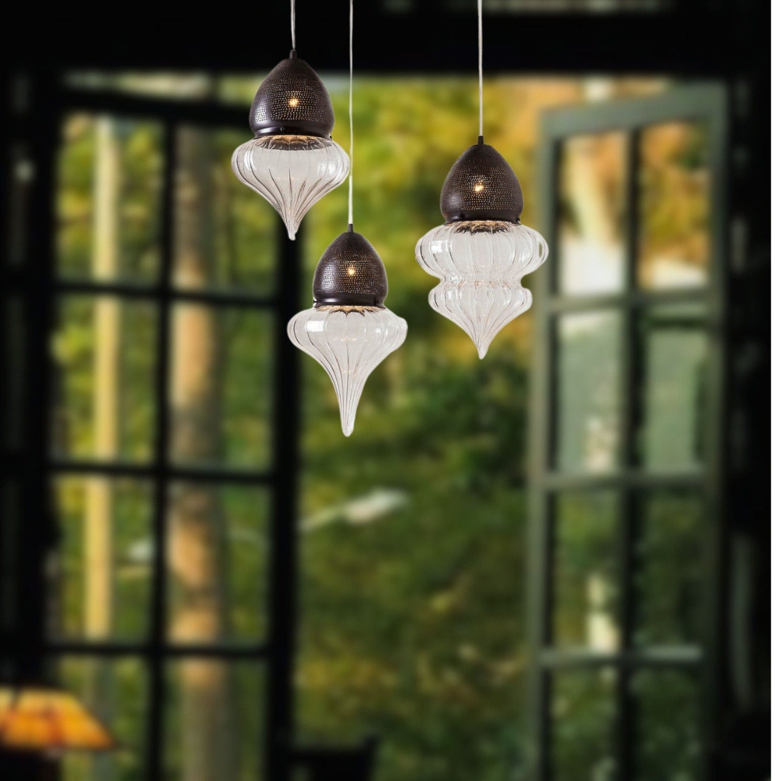 Set of 3 light pendant blown glass pendant ceiling lamp lighting pendant for kitchen Egypt glass bauble
