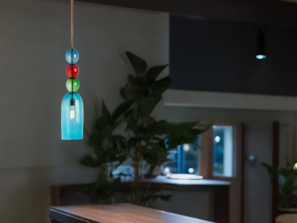 Exclusive Blown Glass Pendant Light - Trendy Kitchen & Home Decor Fixture - Dining Room Ceiling Lamp-Custom Blown Glass Pendant Light