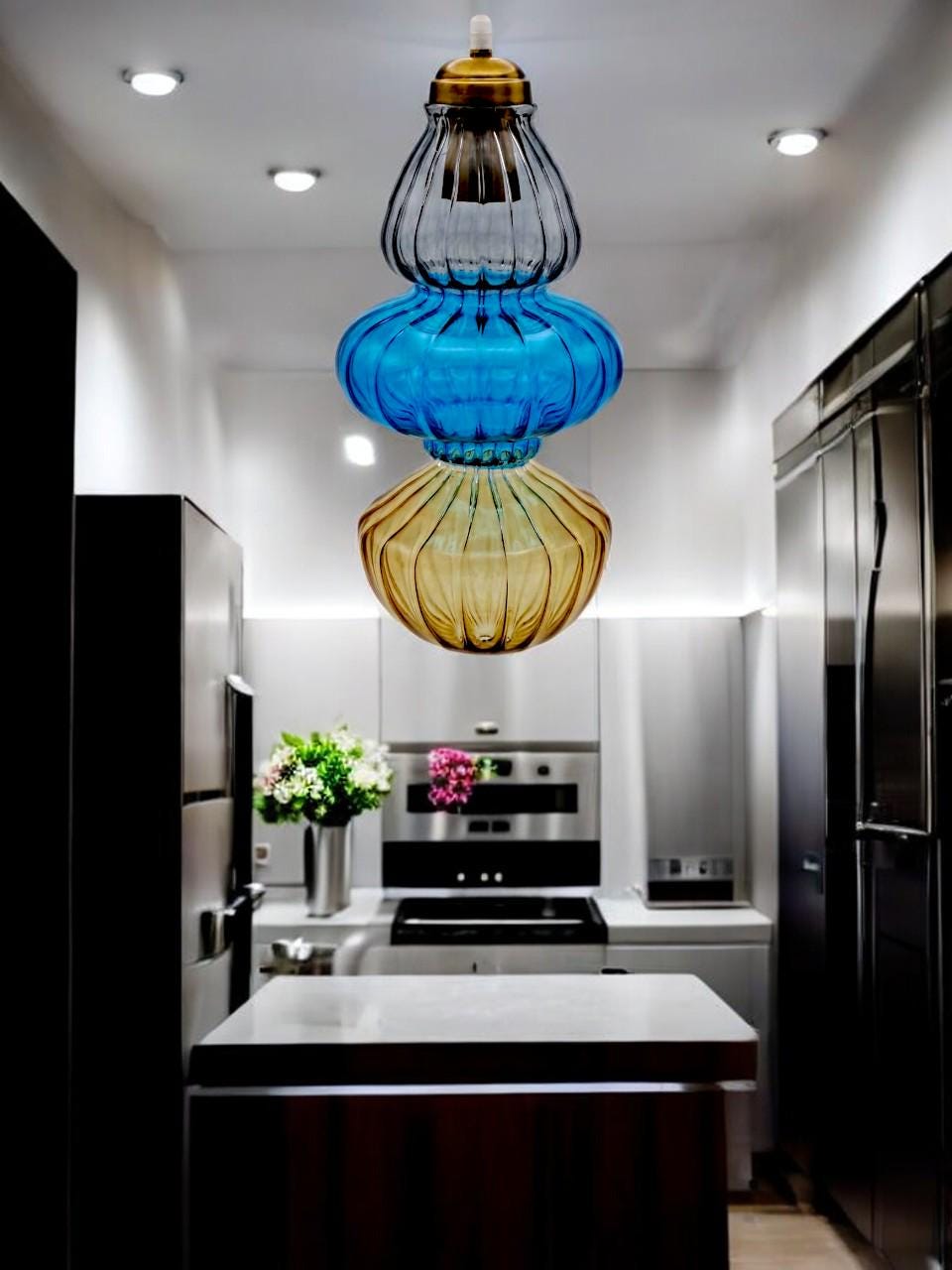 Colorful Blown Glass Pendant Light for  Living Room Modern Custom Ceiling Fixture Artisan Hanging Light Handmade Decoration, Chandelier