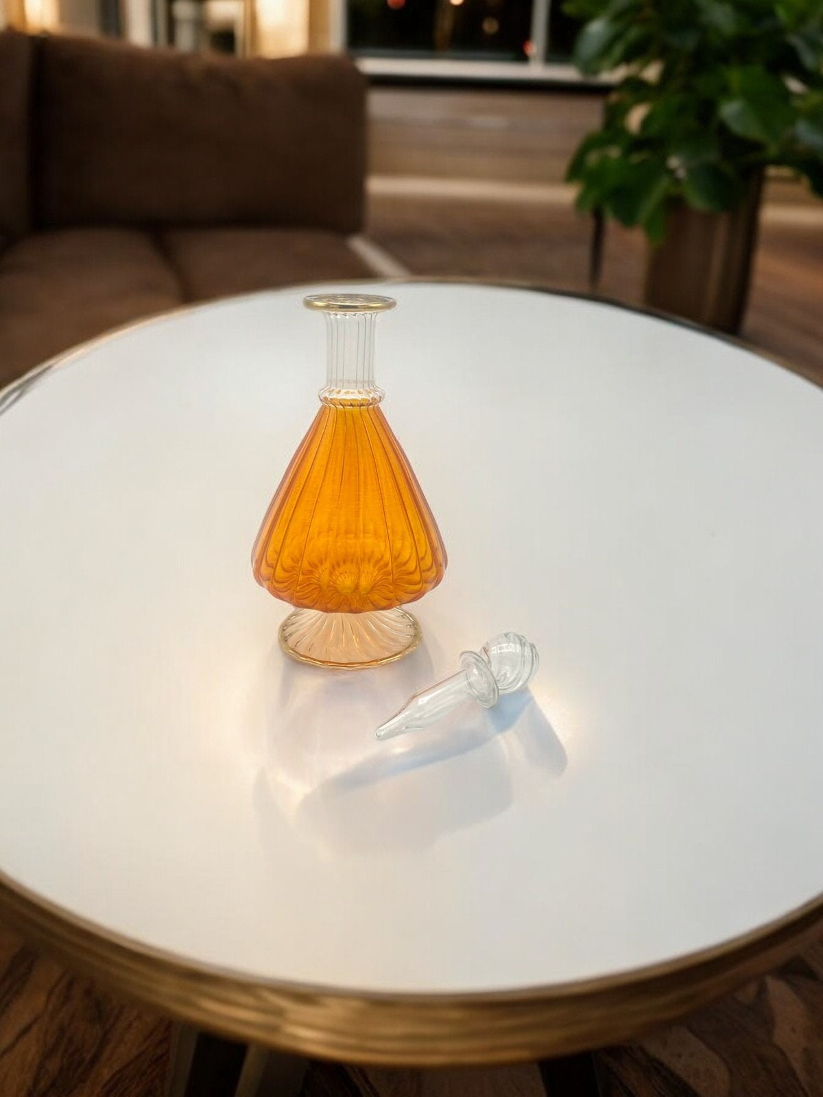 Elegant Handmade Glass Art Decanter - Personalized Sculpted Fragrance Bottle with Stopper