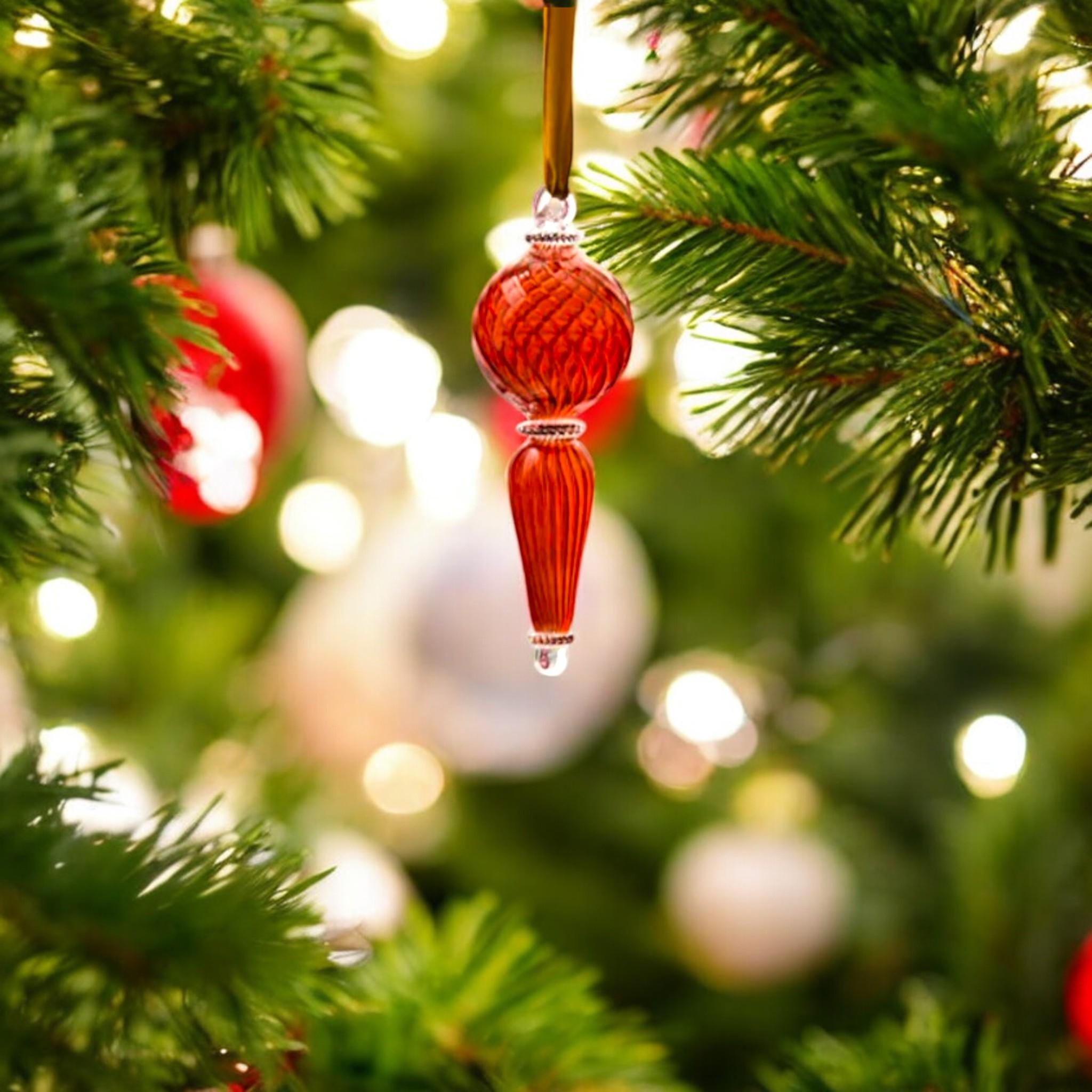 Egypt Glass Christmas Tree Ornament Adorable Hanging Decorative Xmas Balls for Christmas Tree Decorations Home 2023  red  Ribbed Glass